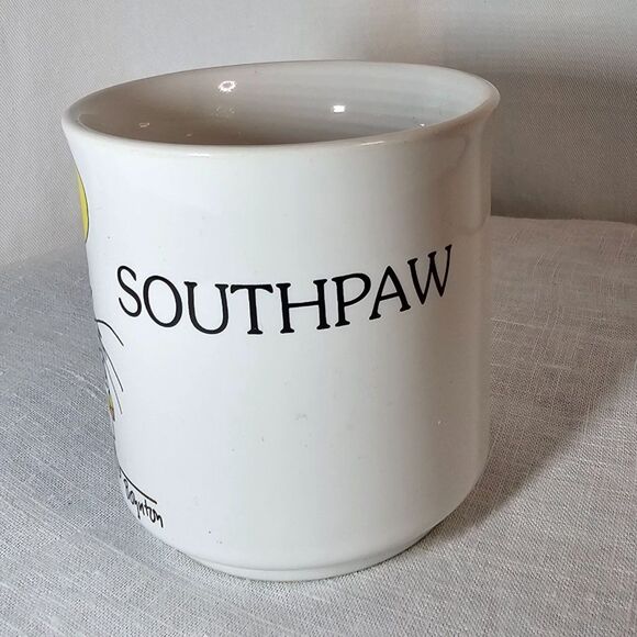 Vintage Boynton Southpaw Ceramic Coffee Mug - Cat w Yellow Balloon 1980 - Picture 2 of 6